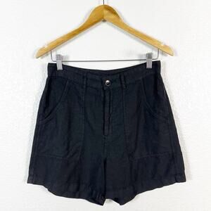 Enza Costa Women’s French Linen High Waisted Shorts In Black Size 2 (Medium)